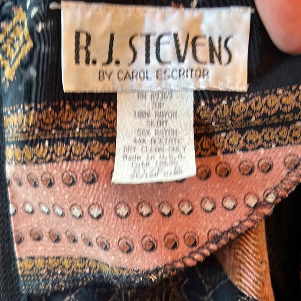 R.J. Stevens size 8 tan & black midi dress EUC!
